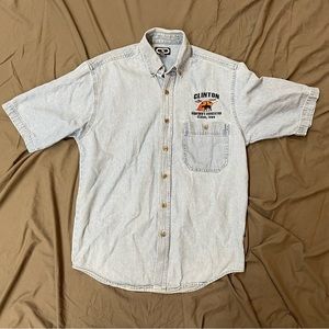 2005 Clinton Iowa Horseman’s Association Denim Short Sleeve Shirt Size Small